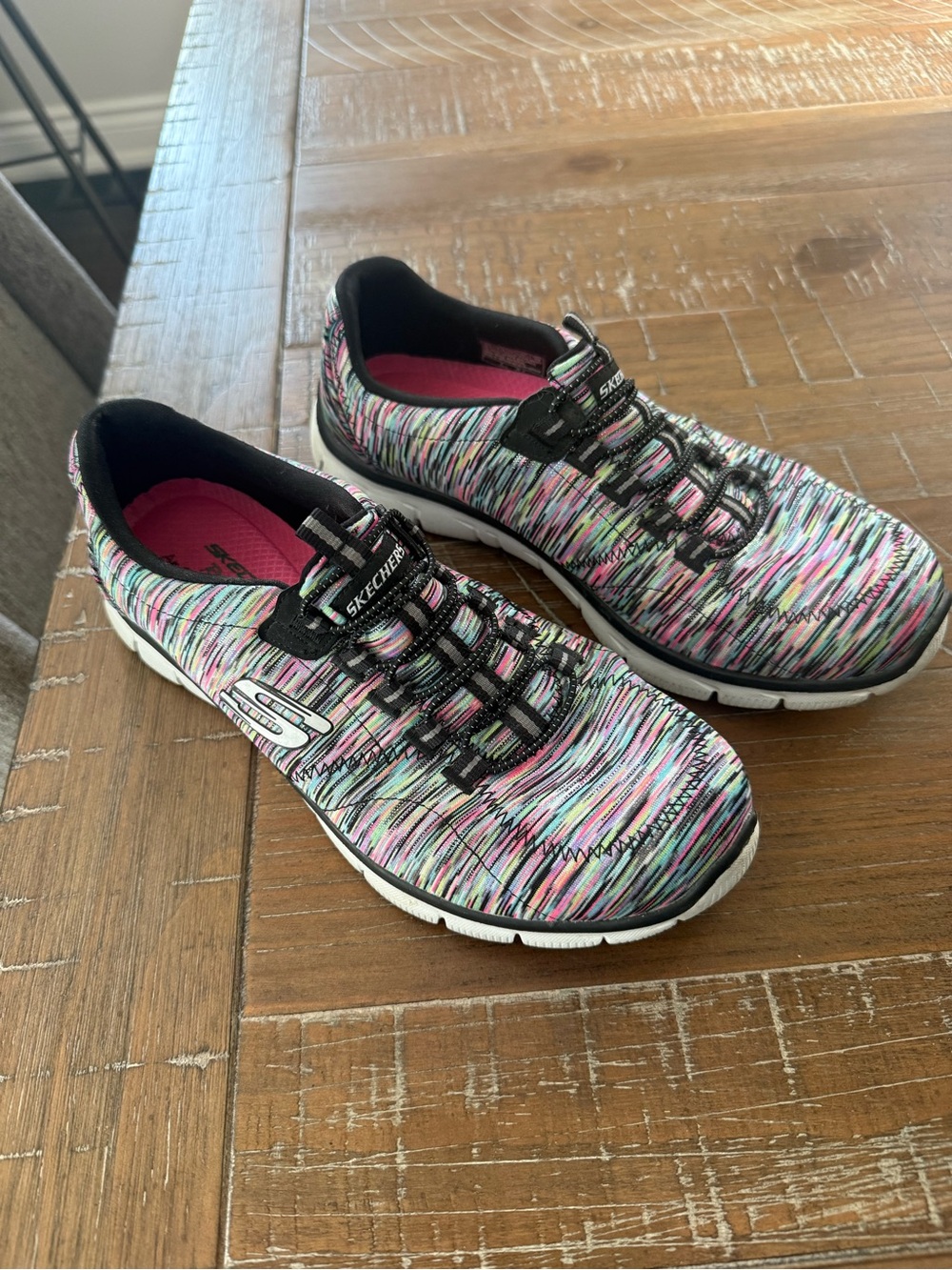 Skechers Women's Multicolor Slip-On Athletic Sneakers with Black Trim